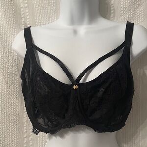 Pour Moi Contradiction Black Lace Underwire Bra with Gold Accent size 36G
